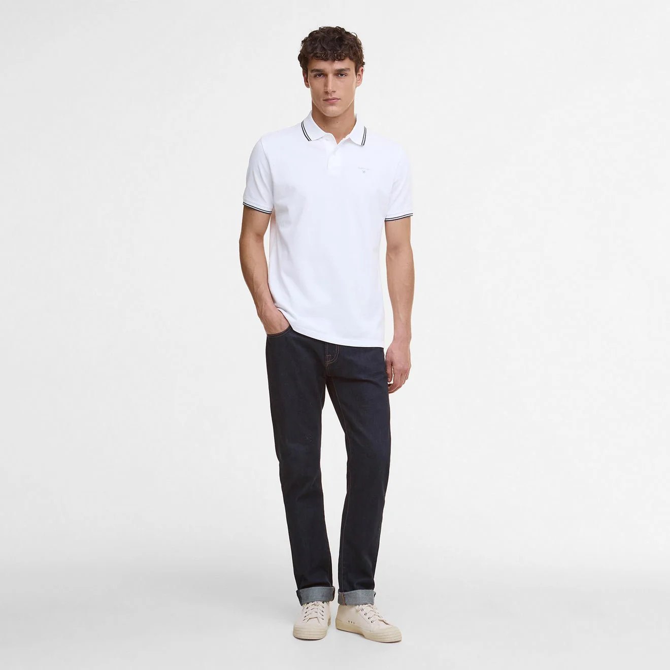 Barbour Fielding Tailored Polo Shirt White - Image 4