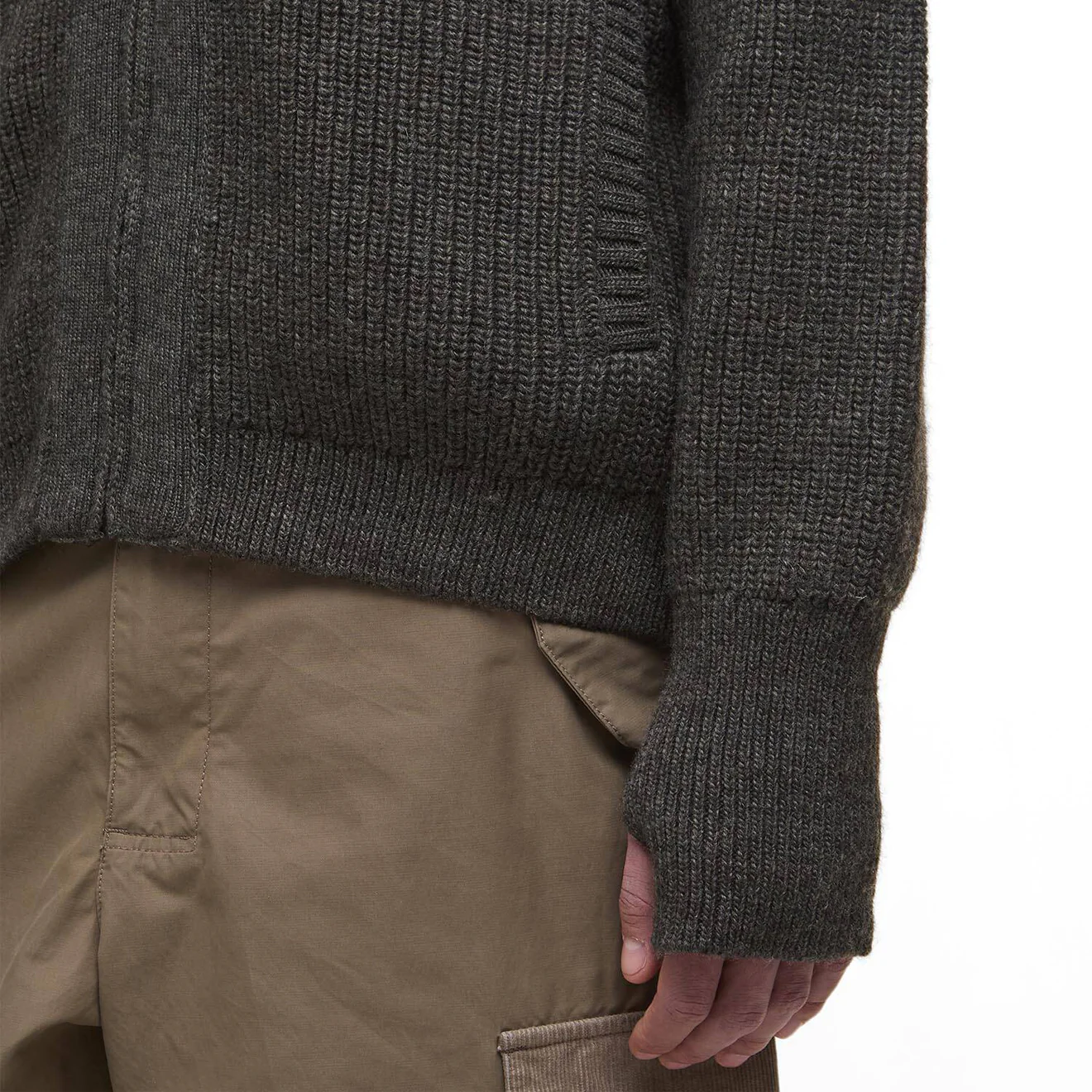 Barbour Garthman Knitted Zip Through Sweater Olive Ink - Image 5