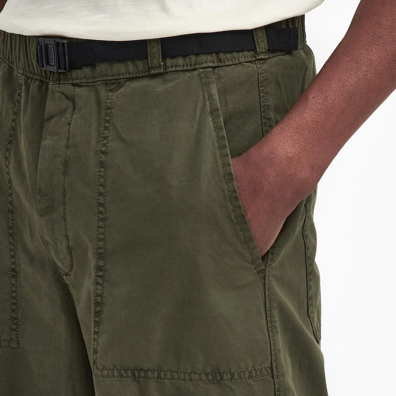 Barbour Grindle Relaxed Canvas Trouser Mid Olive - Image 2