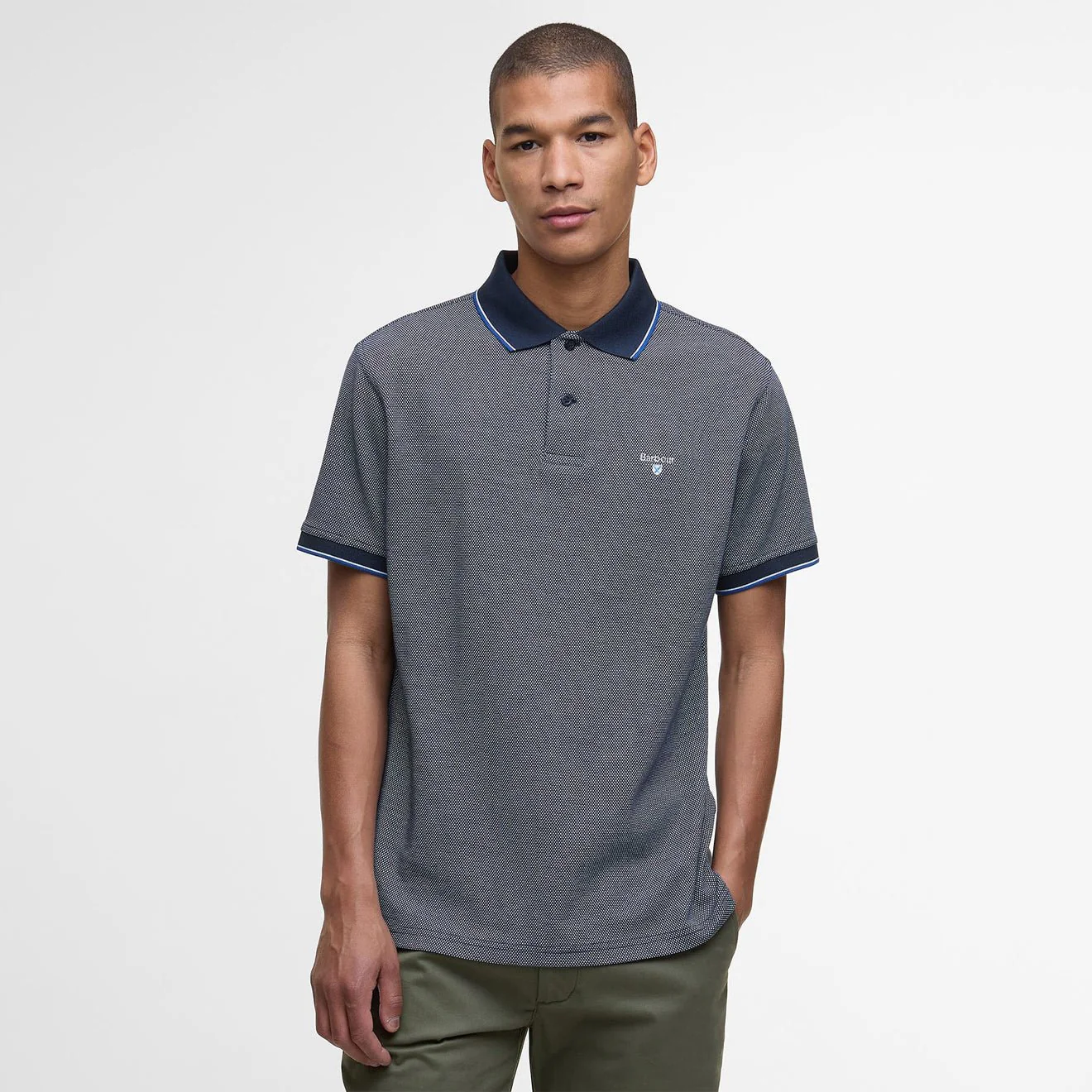 Barbour Hanswell Tailored Polo Shirt Navy - Image 2