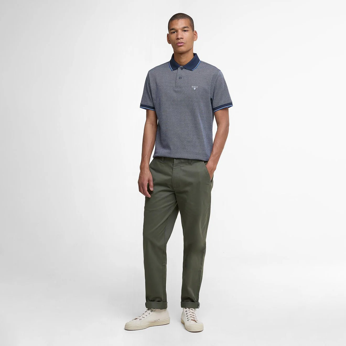 Barbour Hanswell Tailored Polo Shirt Navy - Image 4