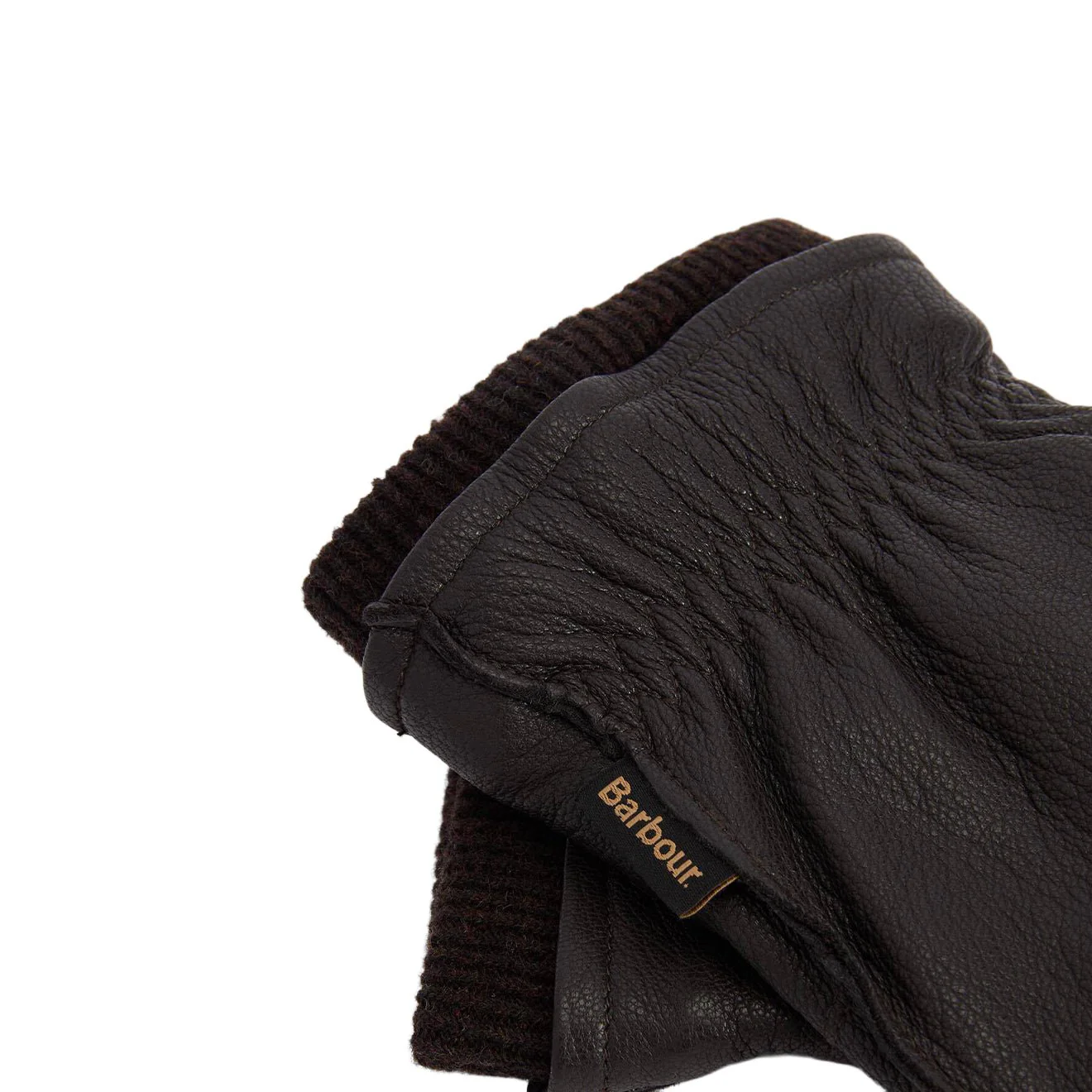 Barbour Highfield Leather Gloves Dark Brown - Image 3