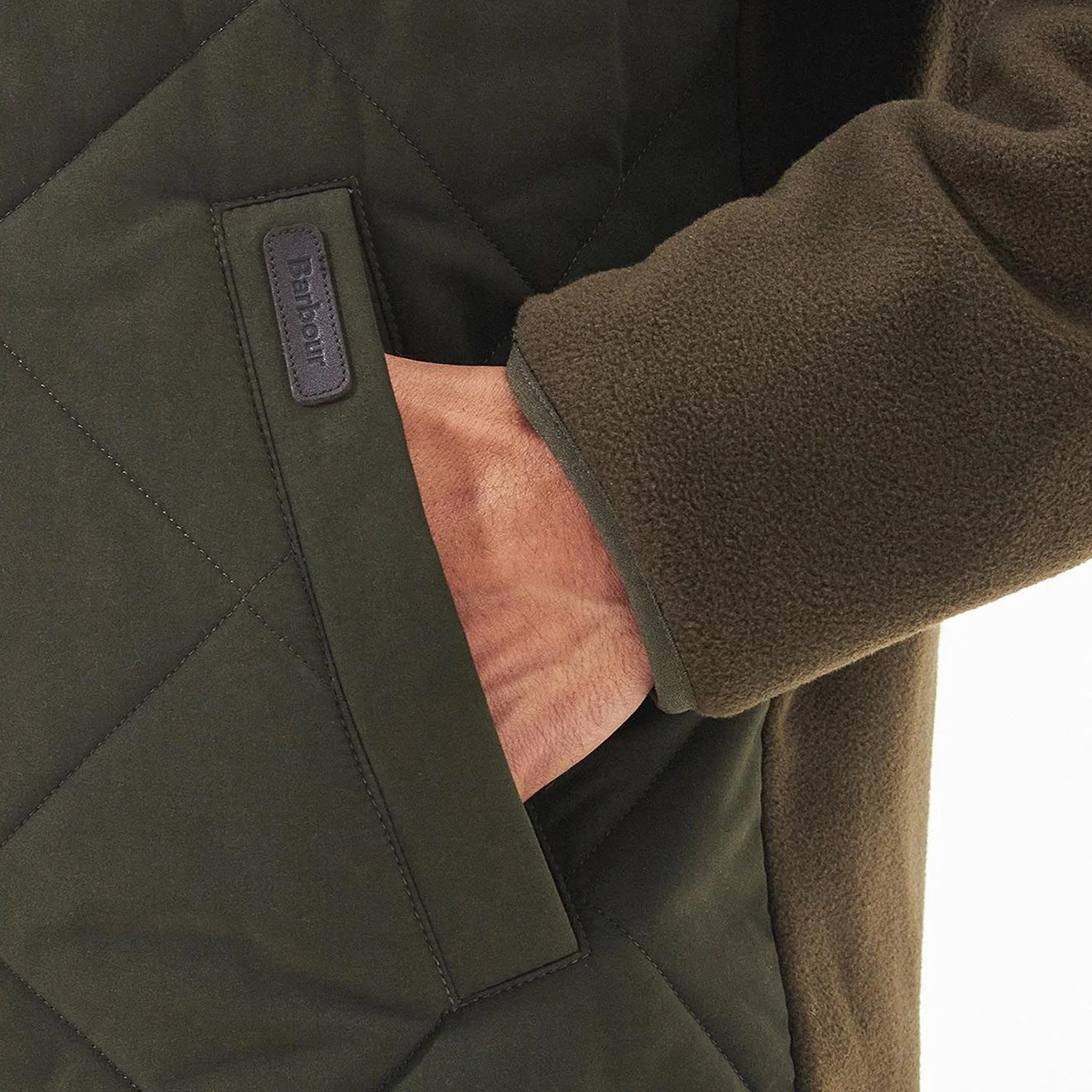Barbour Hybrid Fleece Jacket Olive - Image 3