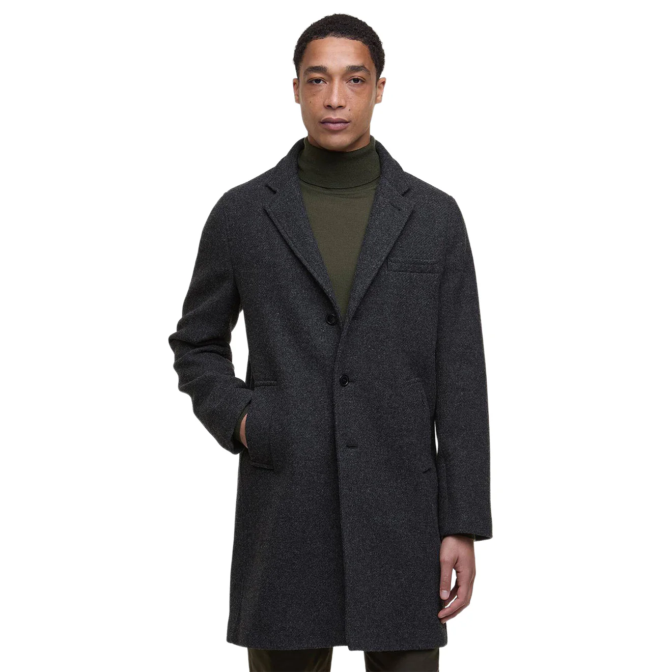 Barbour Kirkbridge Wool Coat Dark Grey Marl/Classic - Image 2