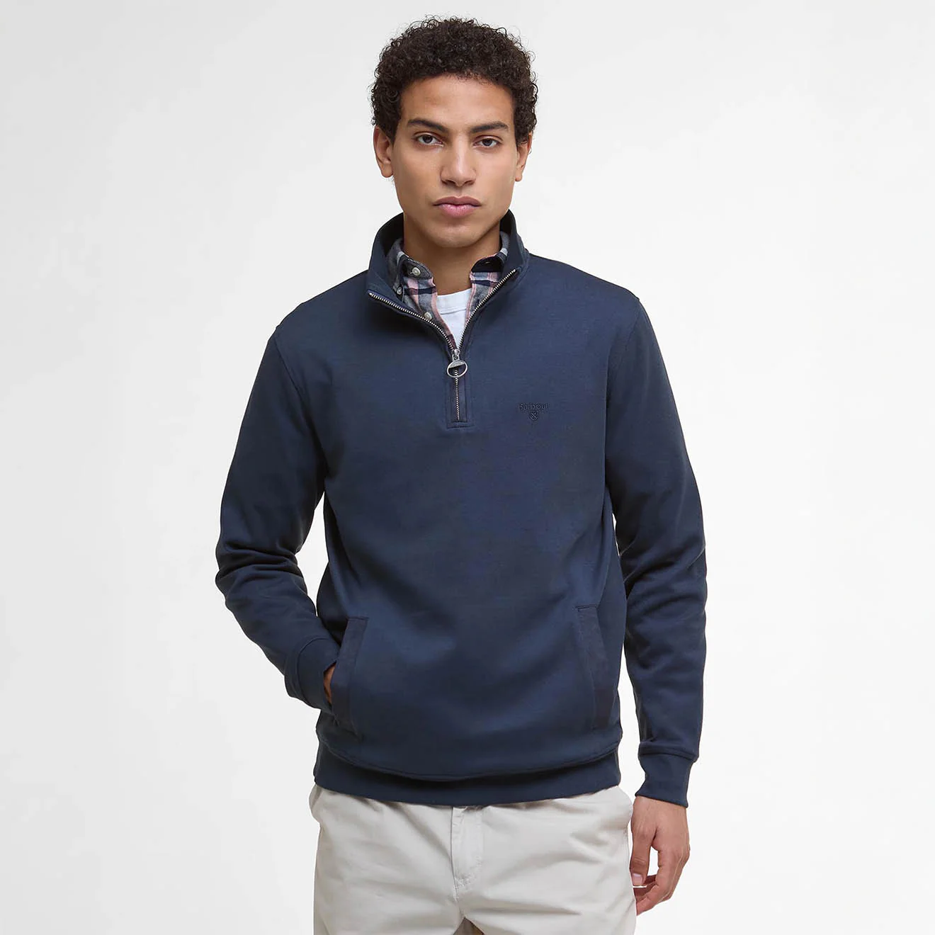 Barbour Lambeth Interlock Half Zip Sweatshirt Navy - Image 2
