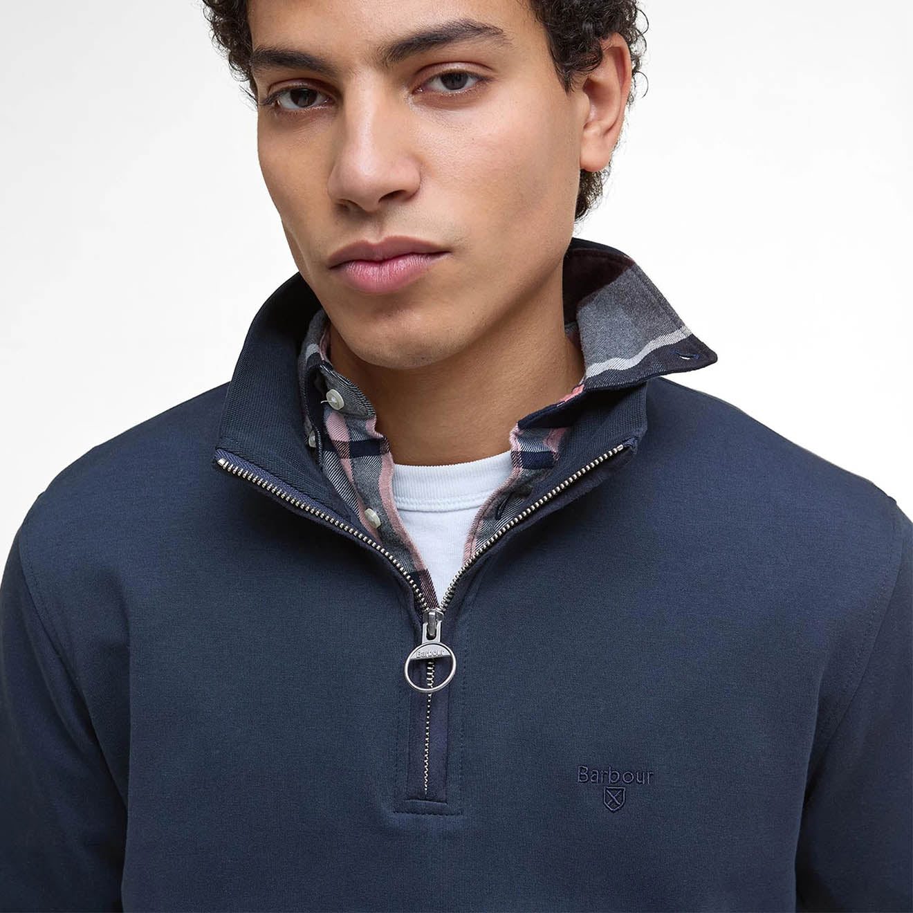 Barbour Lambeth Interlock Half Zip Sweatshirt Navy - Image 4