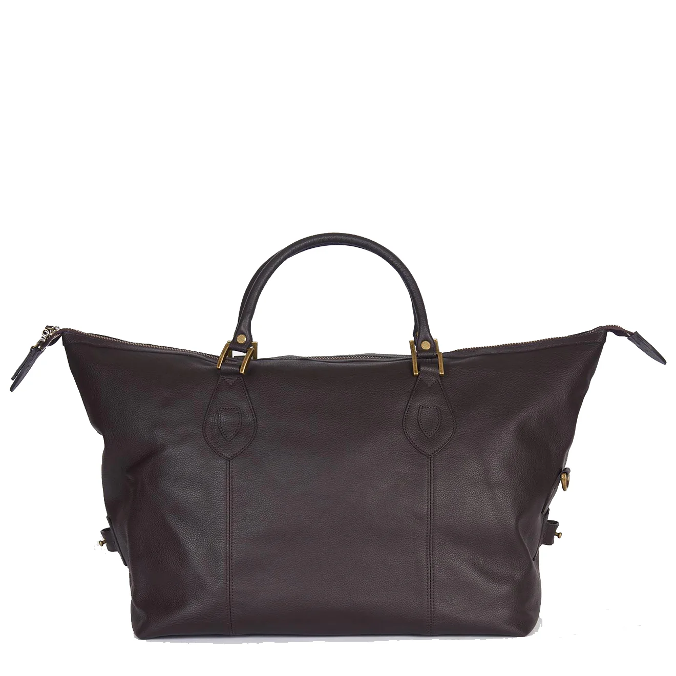 Barbour Leather Medium Travel Holdall Chocolate - Image 2
