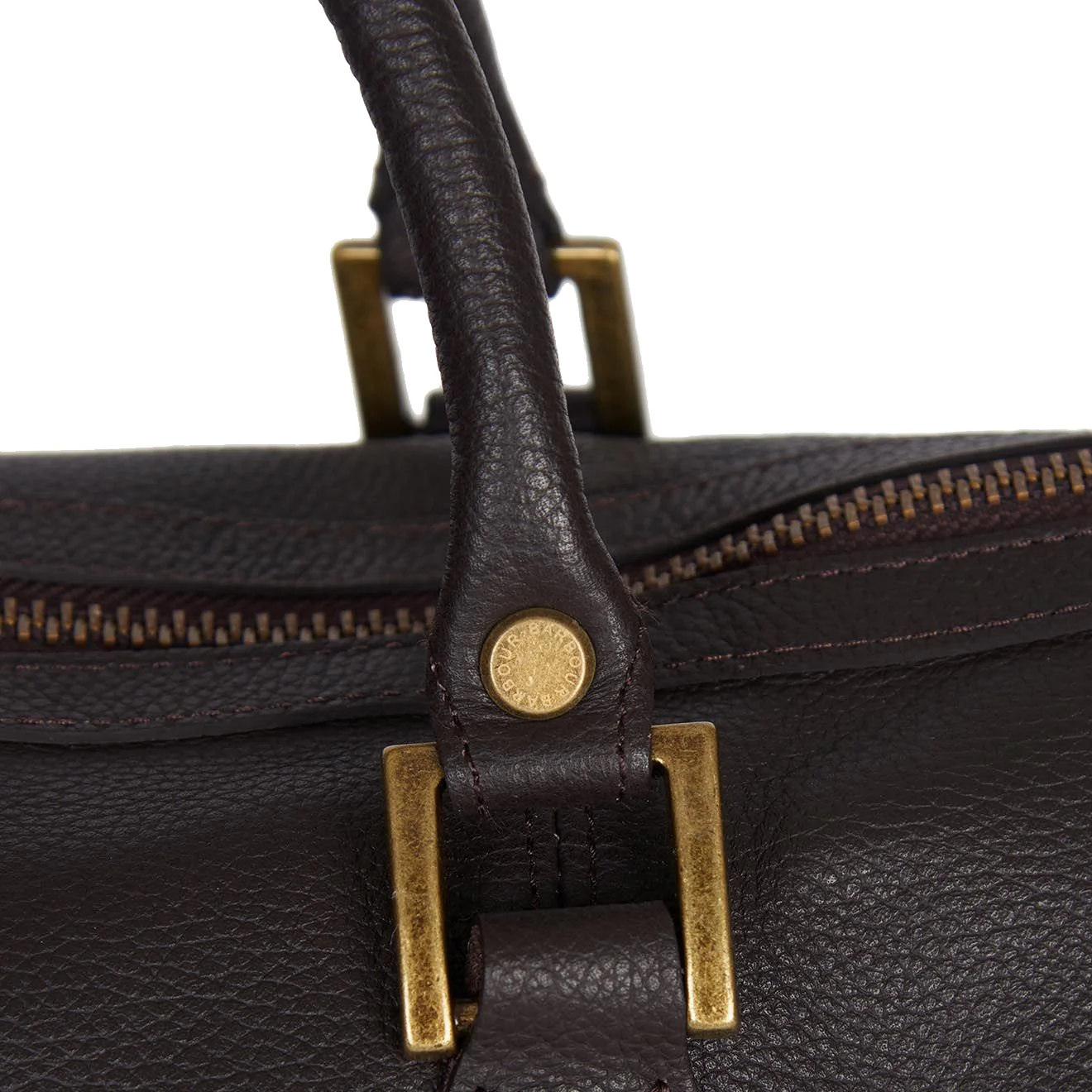 Barbour Leather Medium Travel Holdall Chocolate - Image 5