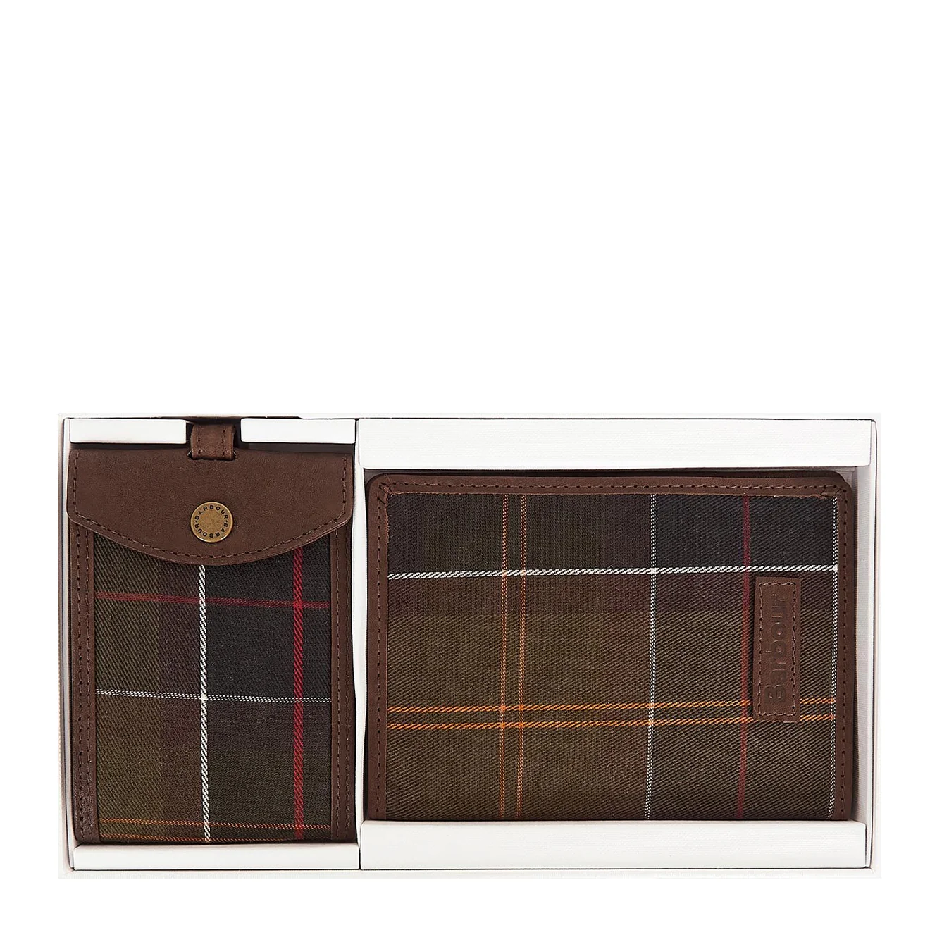 Barbour Leather & Tartan Travel Gift Set Classic Tartan / Brown - Image 3