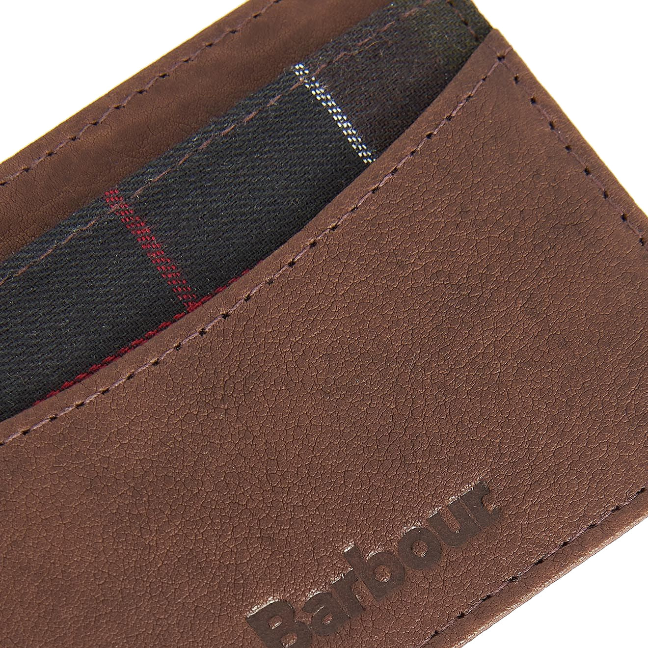 Barbour Leather Valet Tray and Card Holder Gift Set Classic Tartan / Brown - Image 2