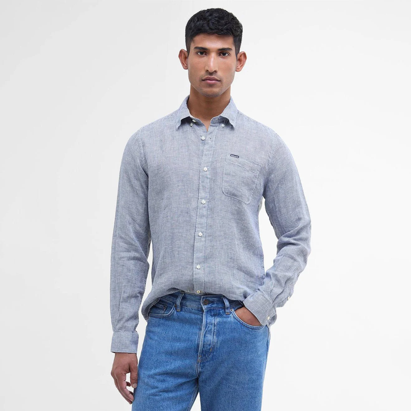 Barbour Linton Tailored L/S Shirt Navy - Image 2