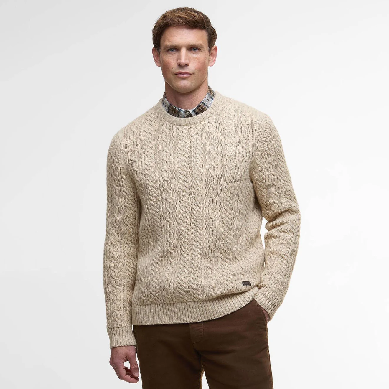 Barbour Lowfen Cable-Knit Jumper Stone - Image 2