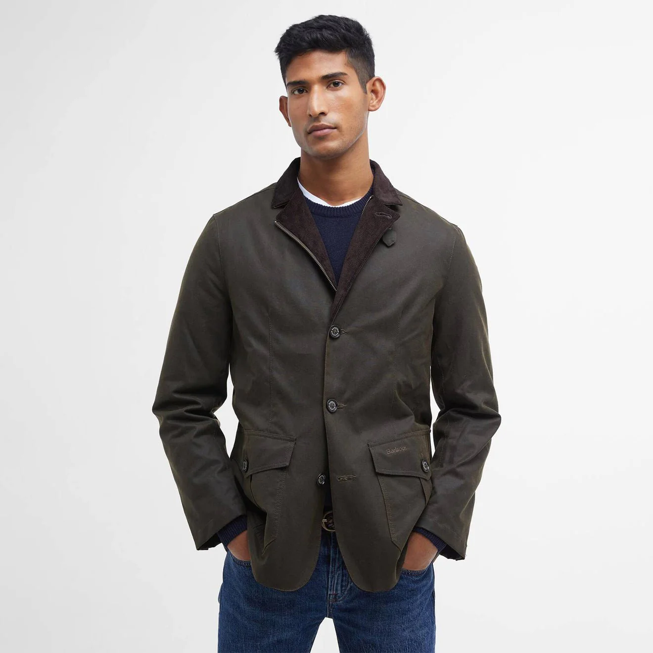 Barbour Lutz Waxed Jacket Olive - Image 2
