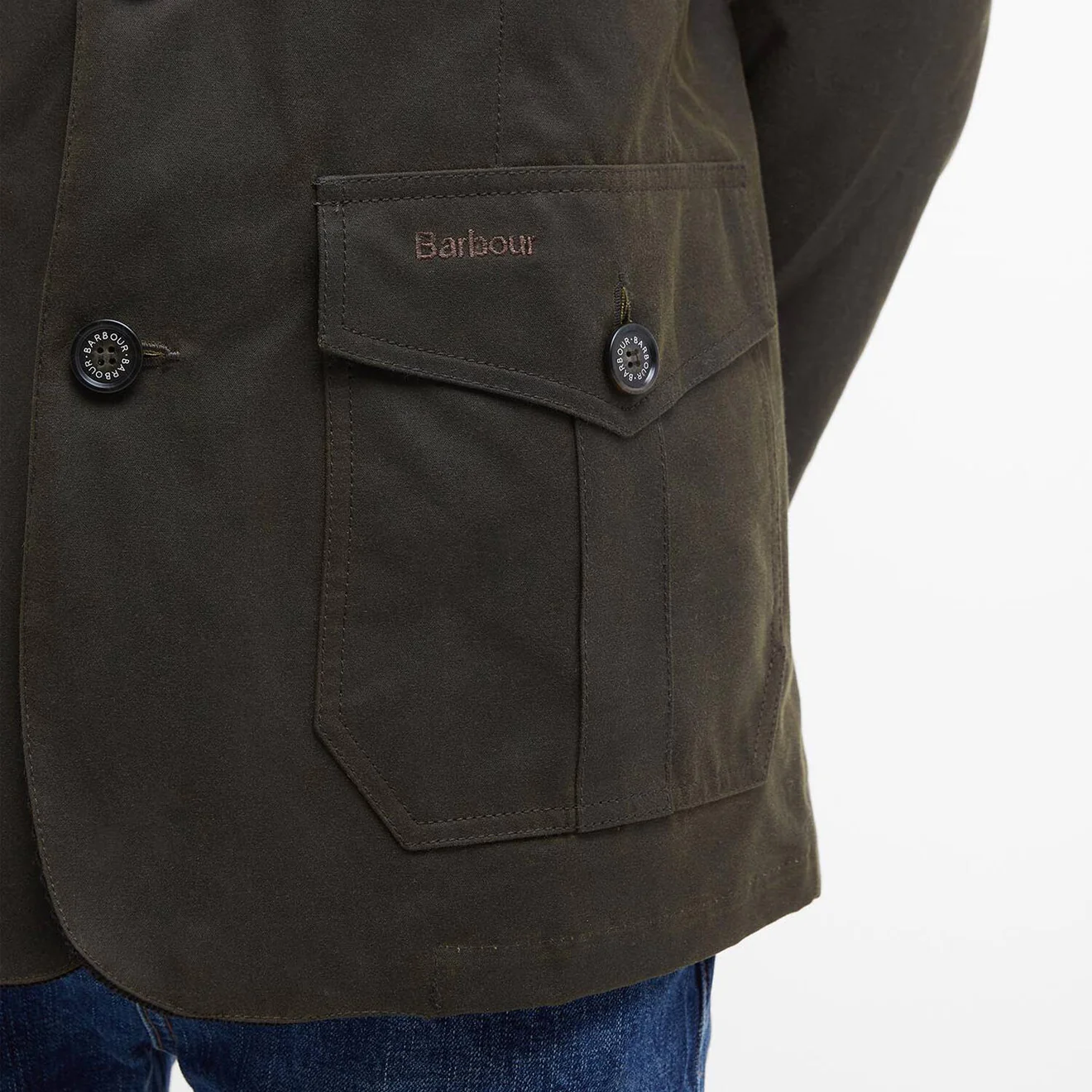 Barbour Lutz Waxed Jacket Olive - Image 7