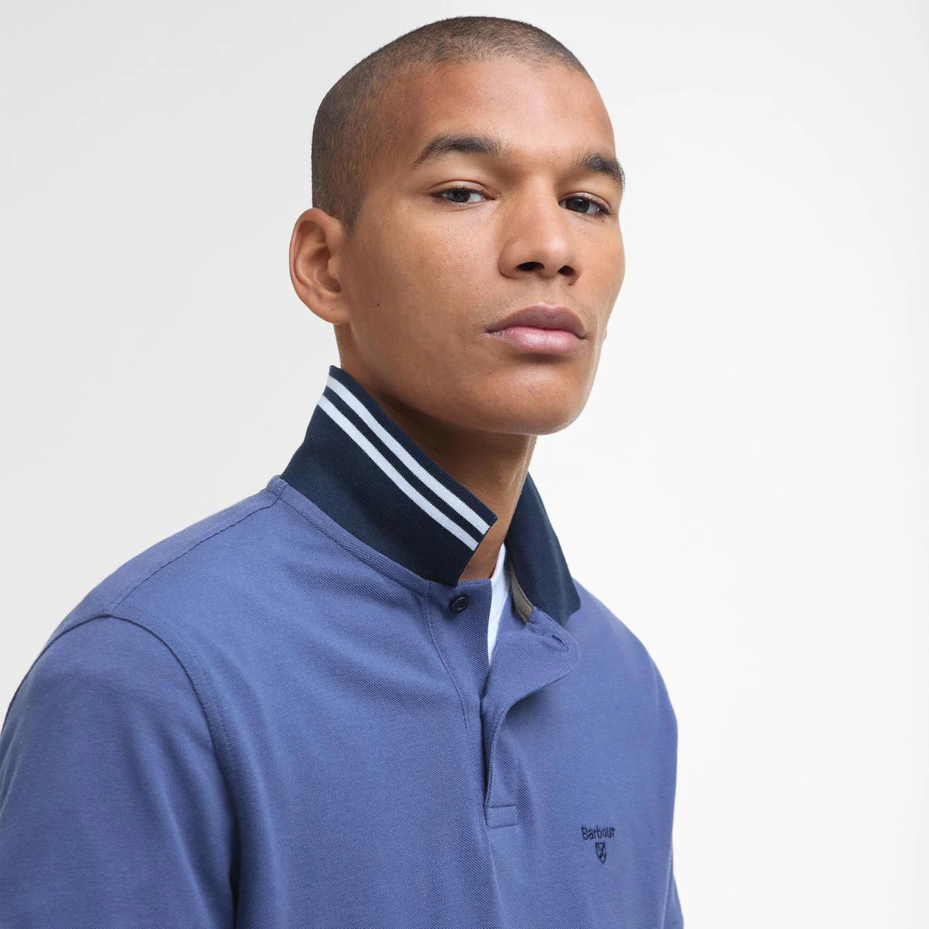Barbour Lynmouth Tipped Tailored Fit Polo Shirt Oceana - Image 4