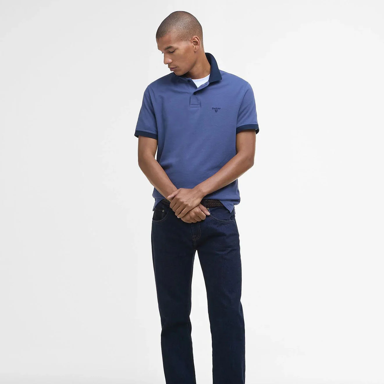 Barbour Lynmouth Tipped Tailored Fit Polo Shirt Oceana - Image 6