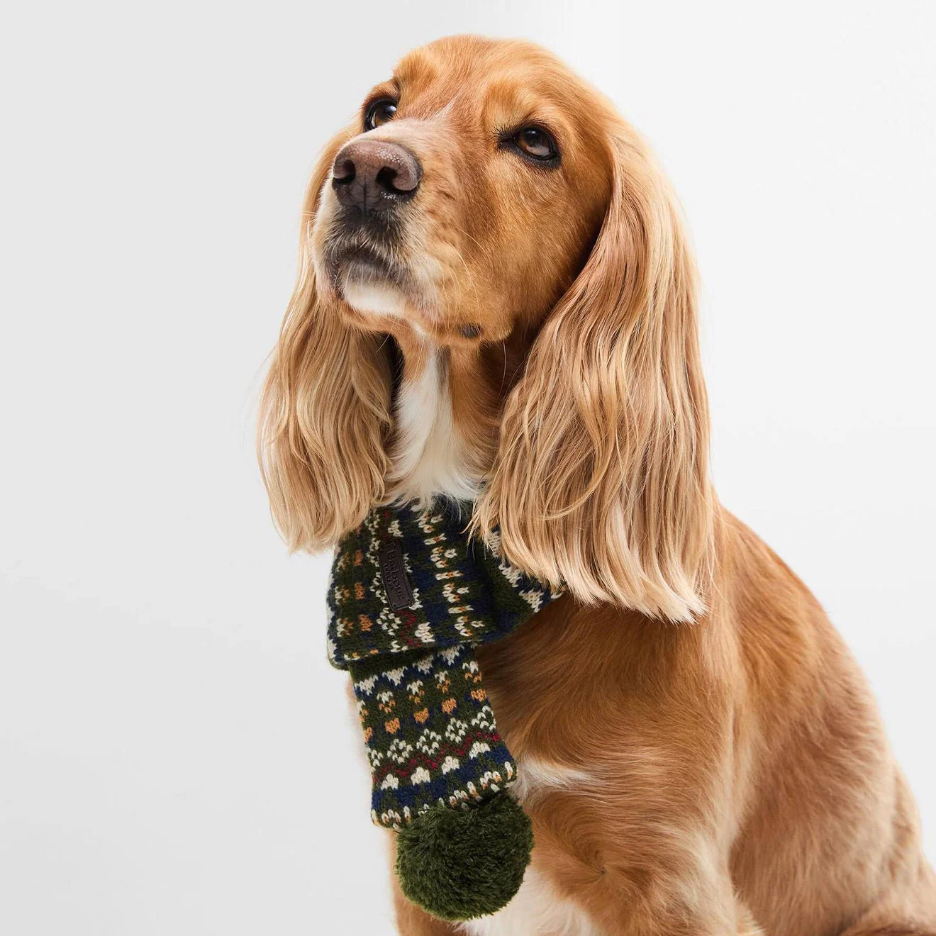 Barbour Marlow Fair Isle Dog Scarf Olive - Image 2