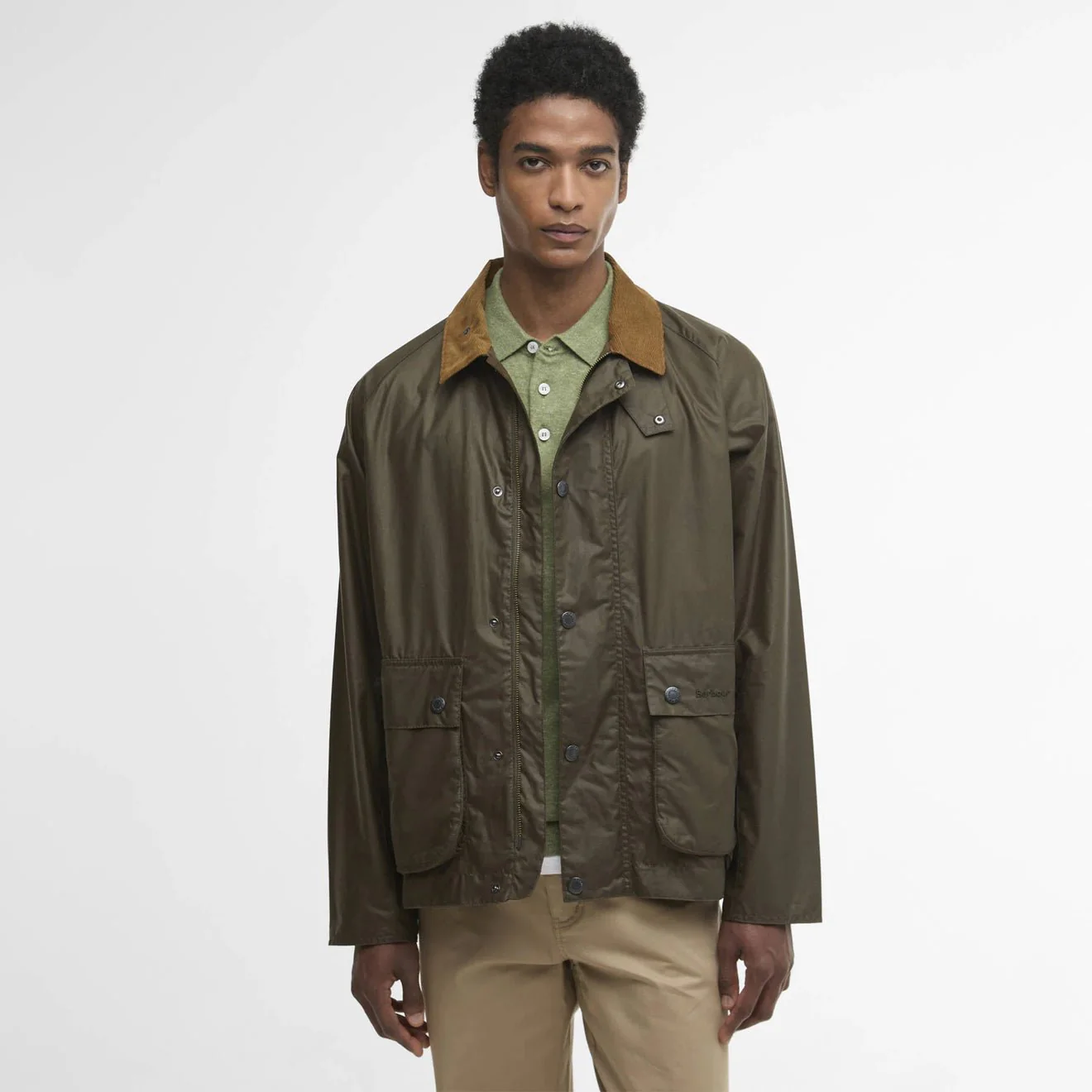 Barbour Modern Bedale Waxed Jacket Beech / Highland Loch - Image 2