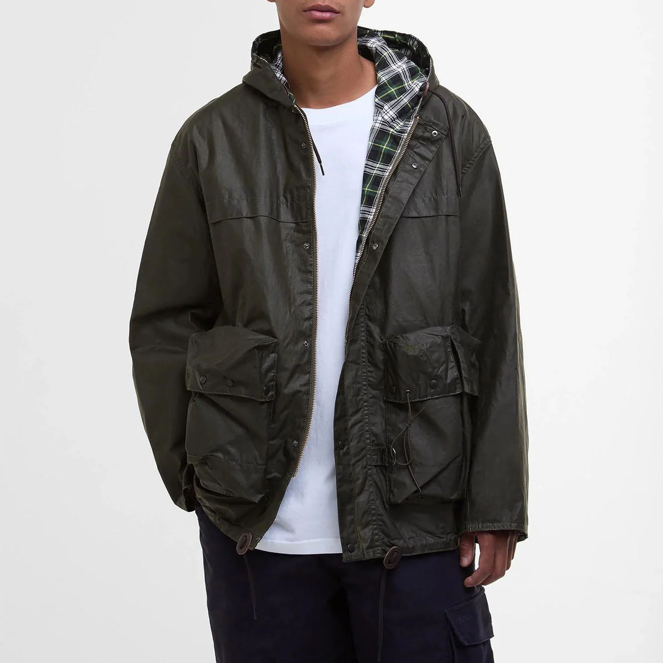 Barbour Modified Durham Wax Jacket Archive Olive - Image 3
