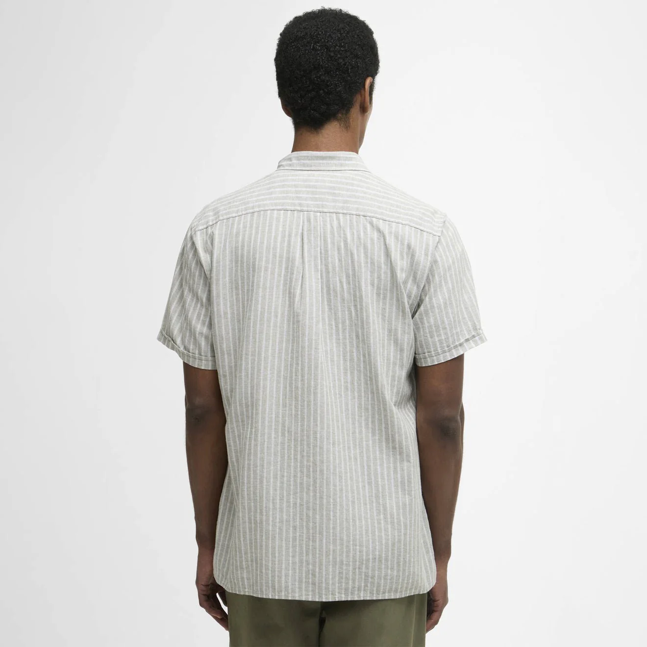 Barbour Nelson Striped Summer Fit Shirt Bleached Olive - Image 3