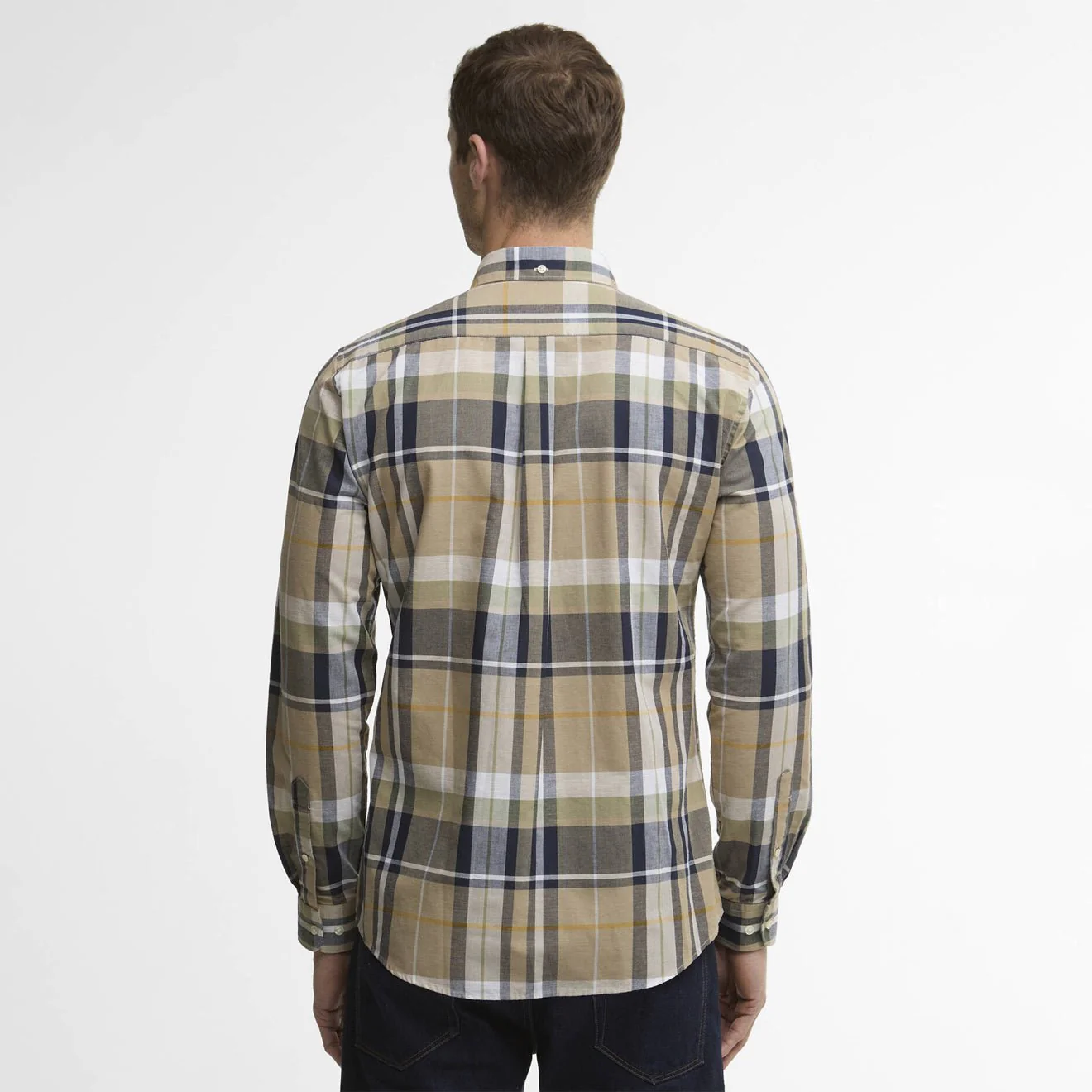 Barbour Newbridge Checked Tailored L/S Shirt Stone - Image 3