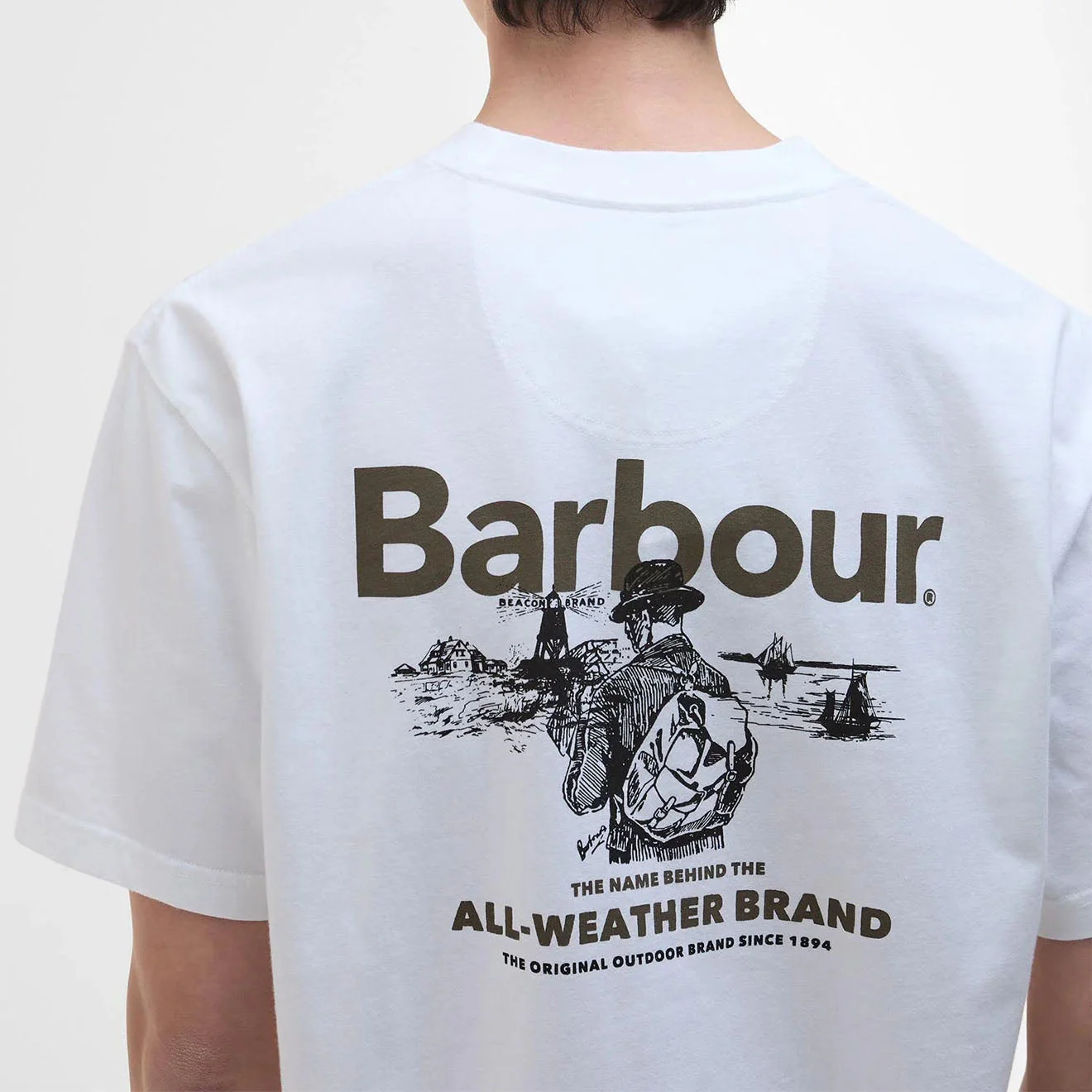 Barbour Outdoors Graphic Fit T-Shirt White - Image 3