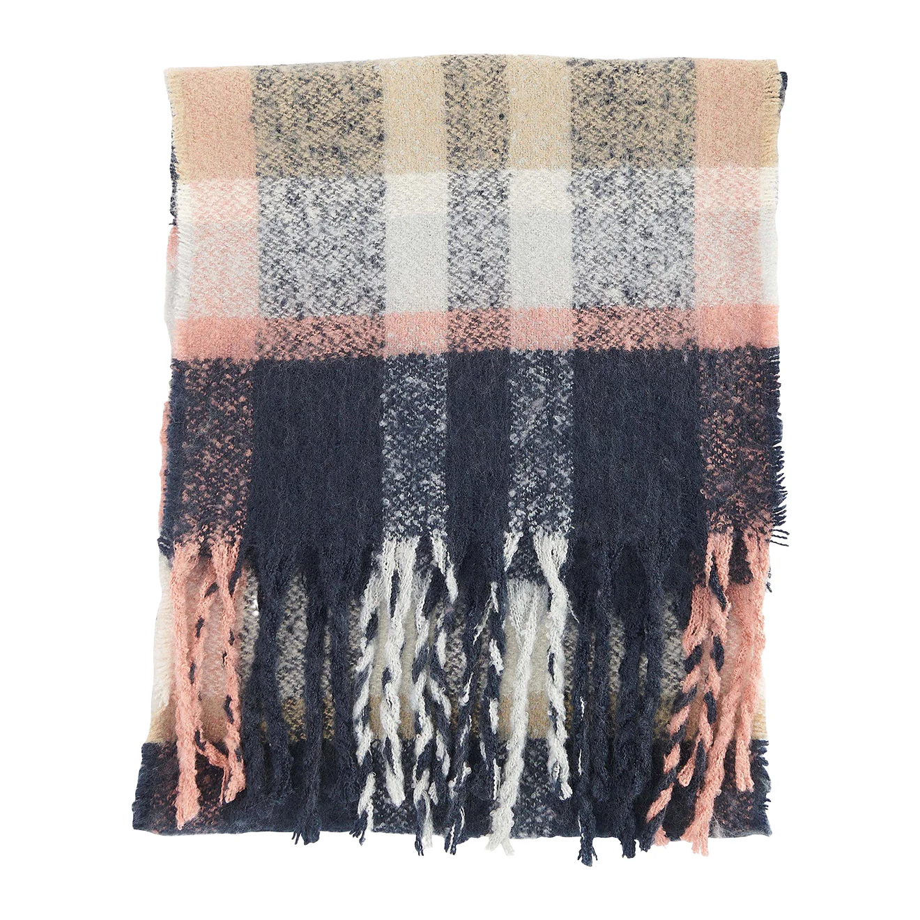 Barbour Rawson Check Scarf Navy/Pink Rust - Image 2