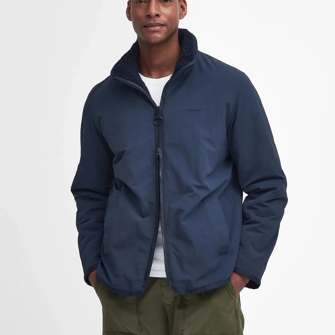 Barbour Reversible Fleece Jacket Navy - Image 2