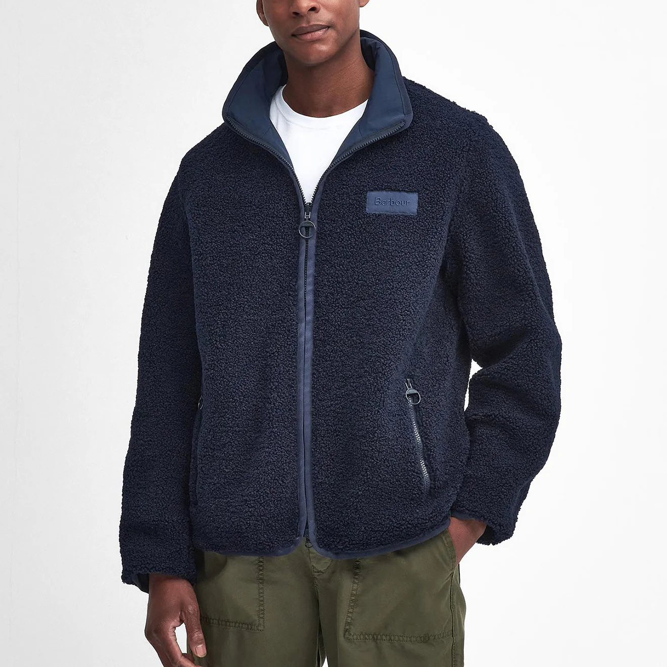 Barbour Reversible Fleece Jacket Navy - Image 3