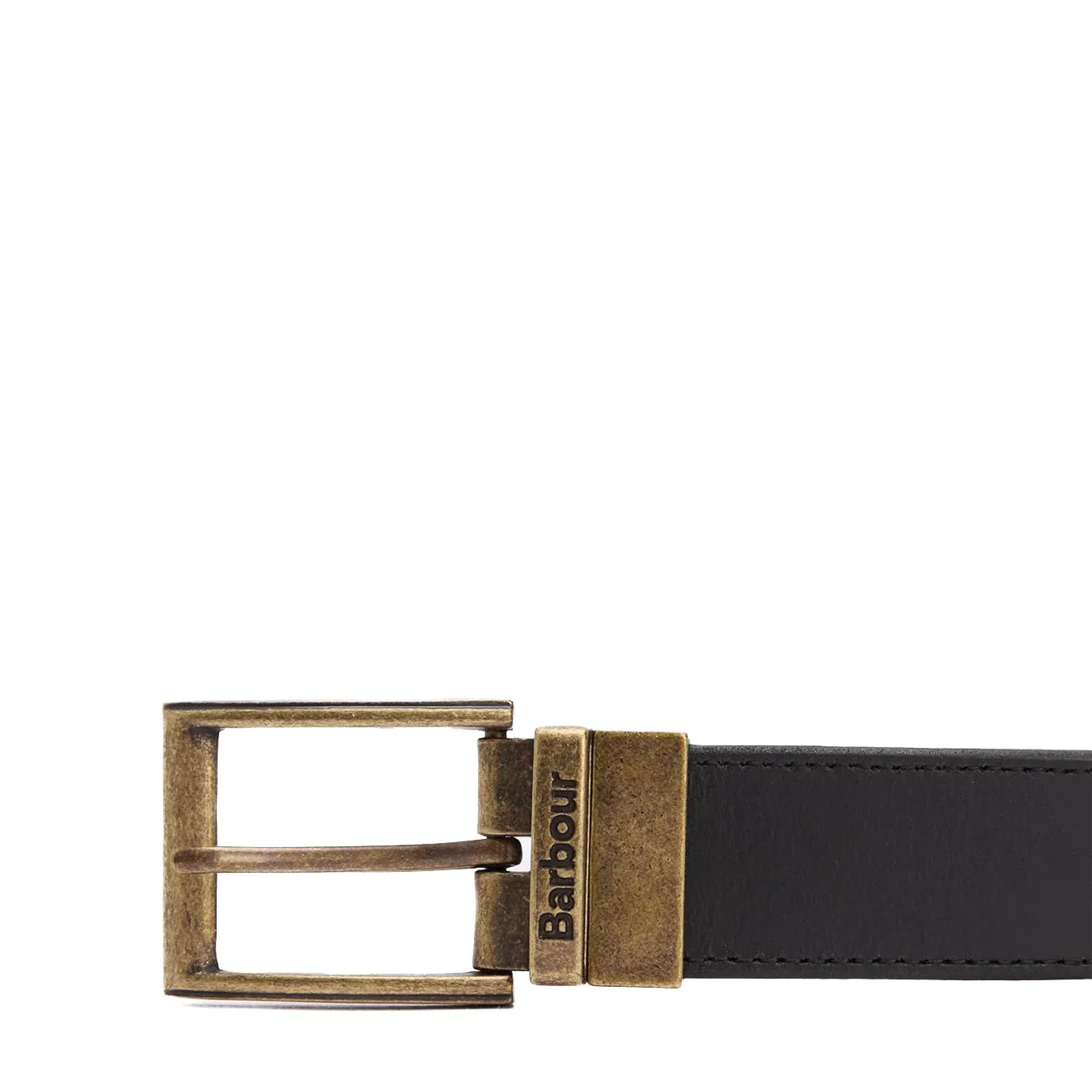 Barbour Reversible Tartan Leather Belt Black/Modern Tartan - Image 3
