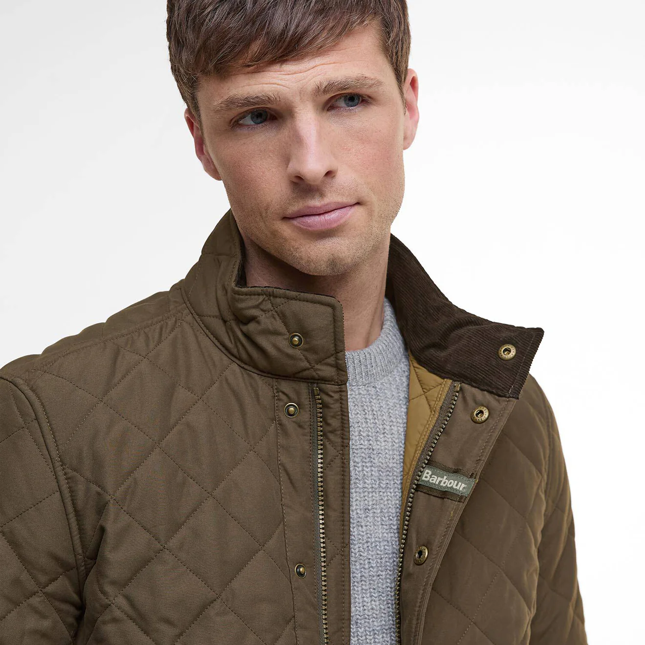 Barbour Shoveler Quilted Jacket Dark Olive - Image 4