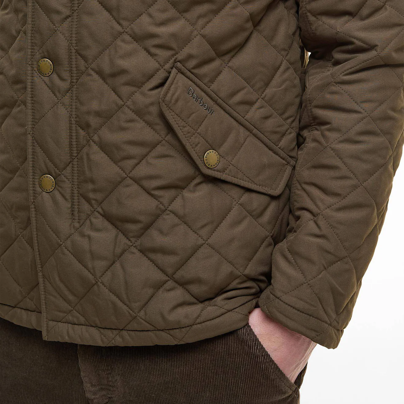 Barbour Shoveler Quilted Jacket Dark Olive - Image 7