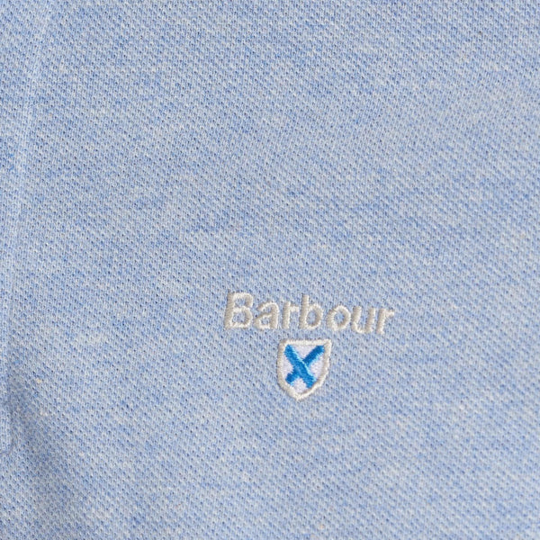 Barbour Tartan Cotton Pique Polo Shirt Sky Marl - Image 2