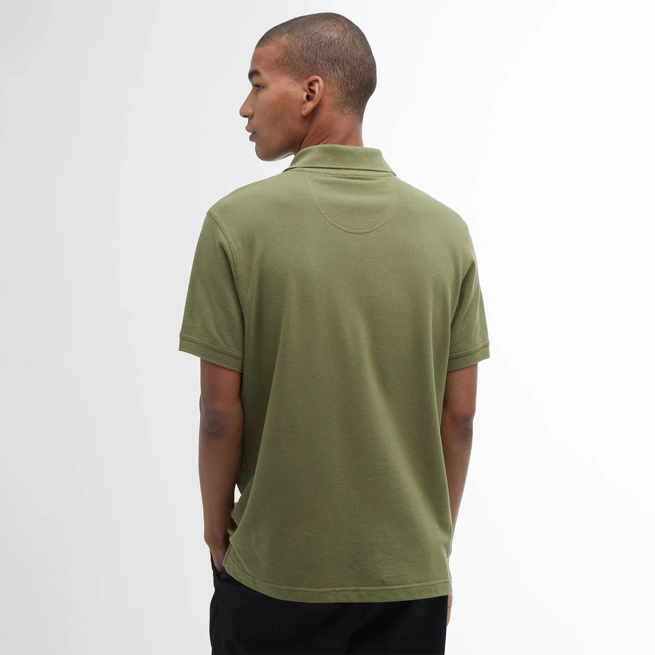 Barbour Tartan Pique Polo Shirt Burnt Olive - Image 3