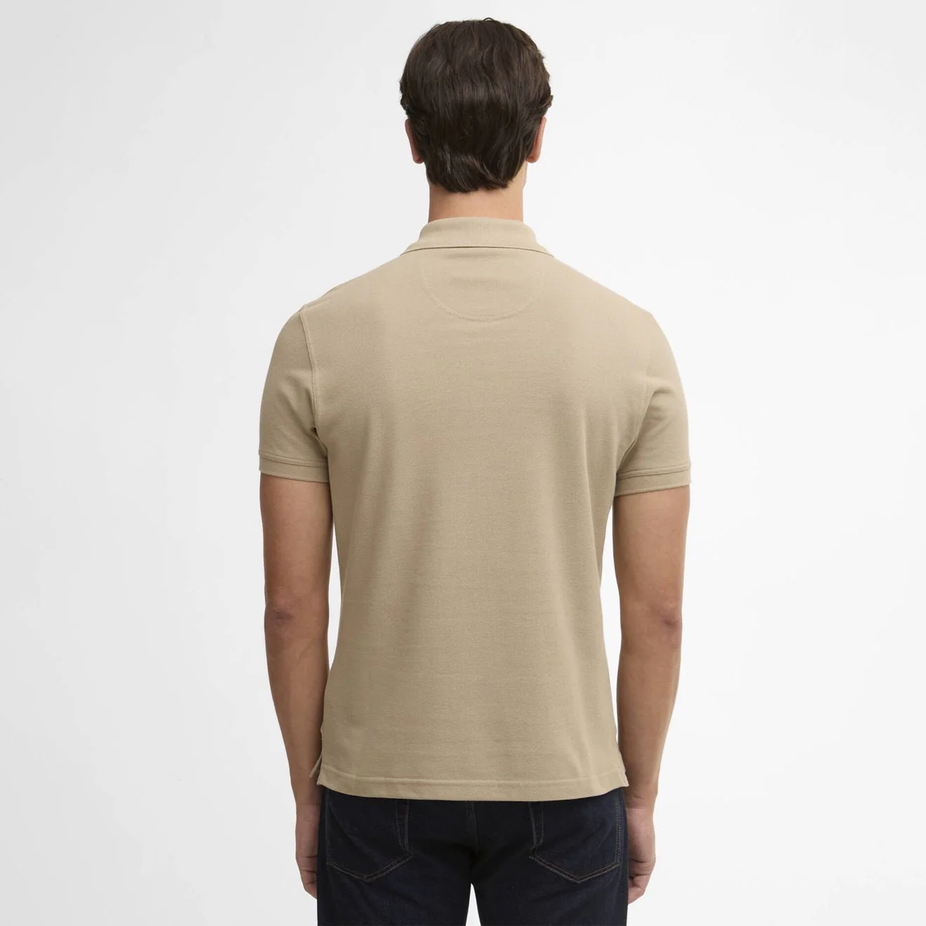 Barbour Tartan Pique Polo Shirt Washed Stone / Dress - Image 3