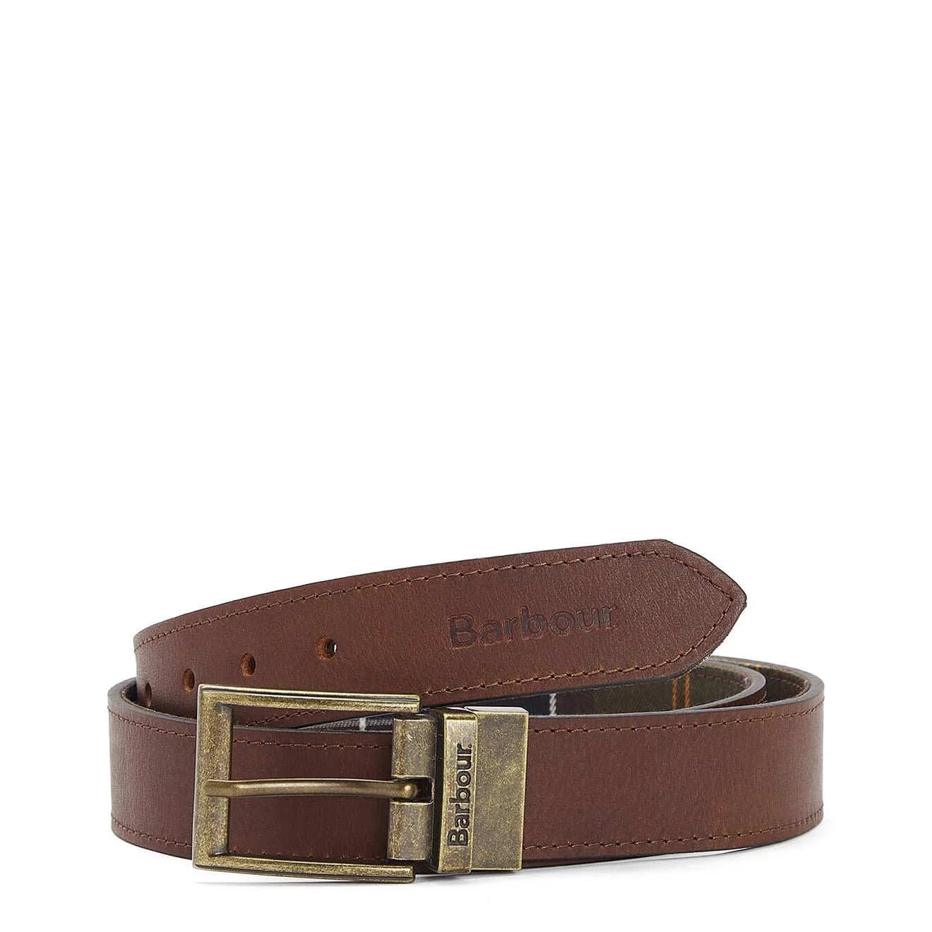 Barbour Tartan Reversible Leather Belt Classic Tartan