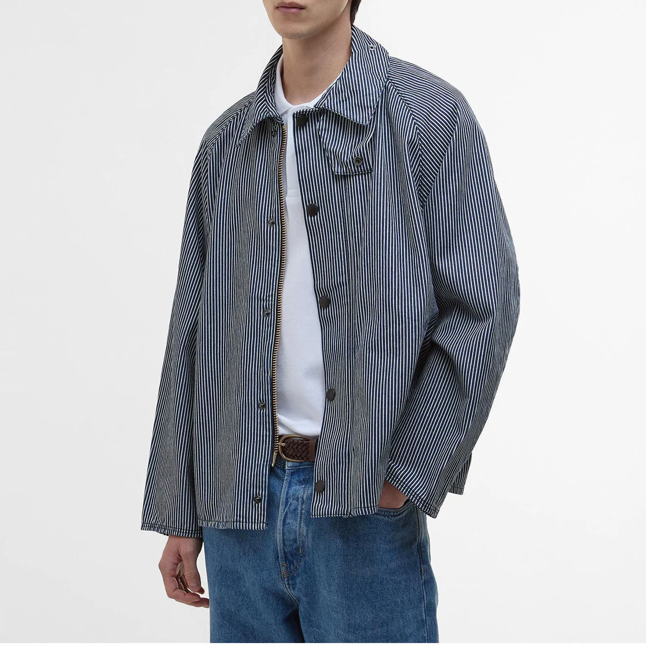 Barbour Transport Stripe Casual Jacket Indigo Stripe - Image 2