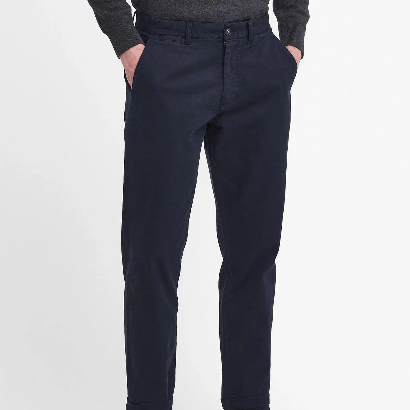 Barbour Washed Stretch Twill Tailored Fit Trouser Dark Navy - Image 2