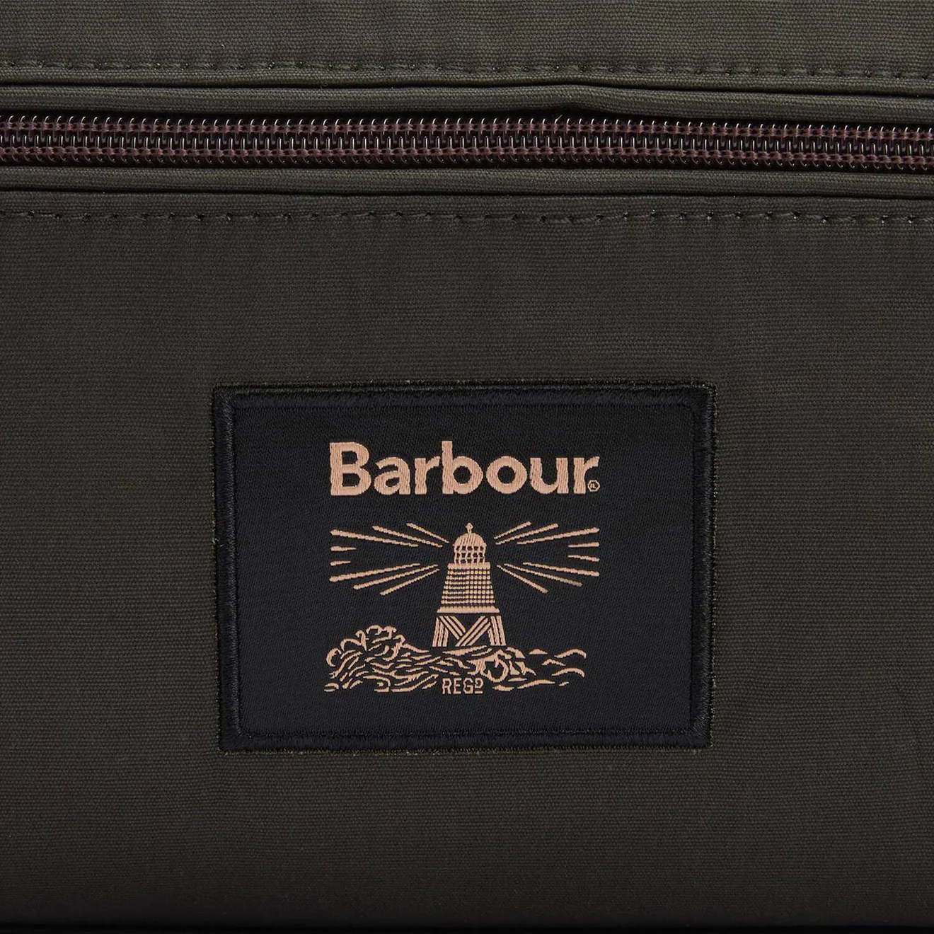 Barbour Waxed Washbag Olive/Beacon - Image 5