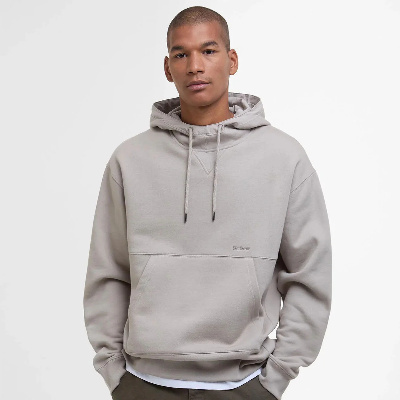 Barbour Yalding Hooded Sweatshirt Concrete - Image 2