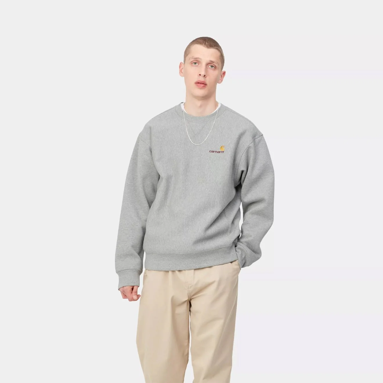 Carhartt WIP American Script Sweat Grey Heather - Image 3