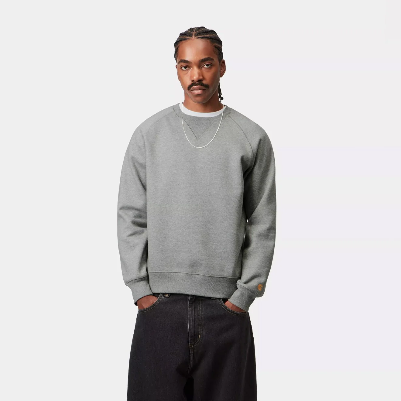 Carhartt WIP Chase Sweat Grey Heather / Gold - Image 3