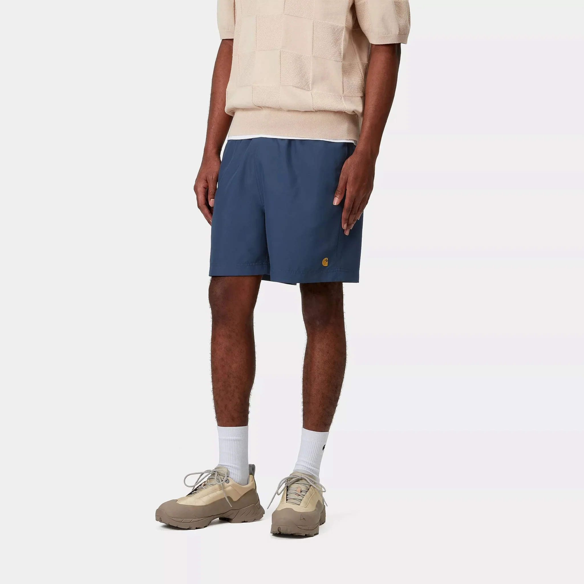 Carhartt WIP Chase Swim Trunks Dusky Blue / Gold - Image 3