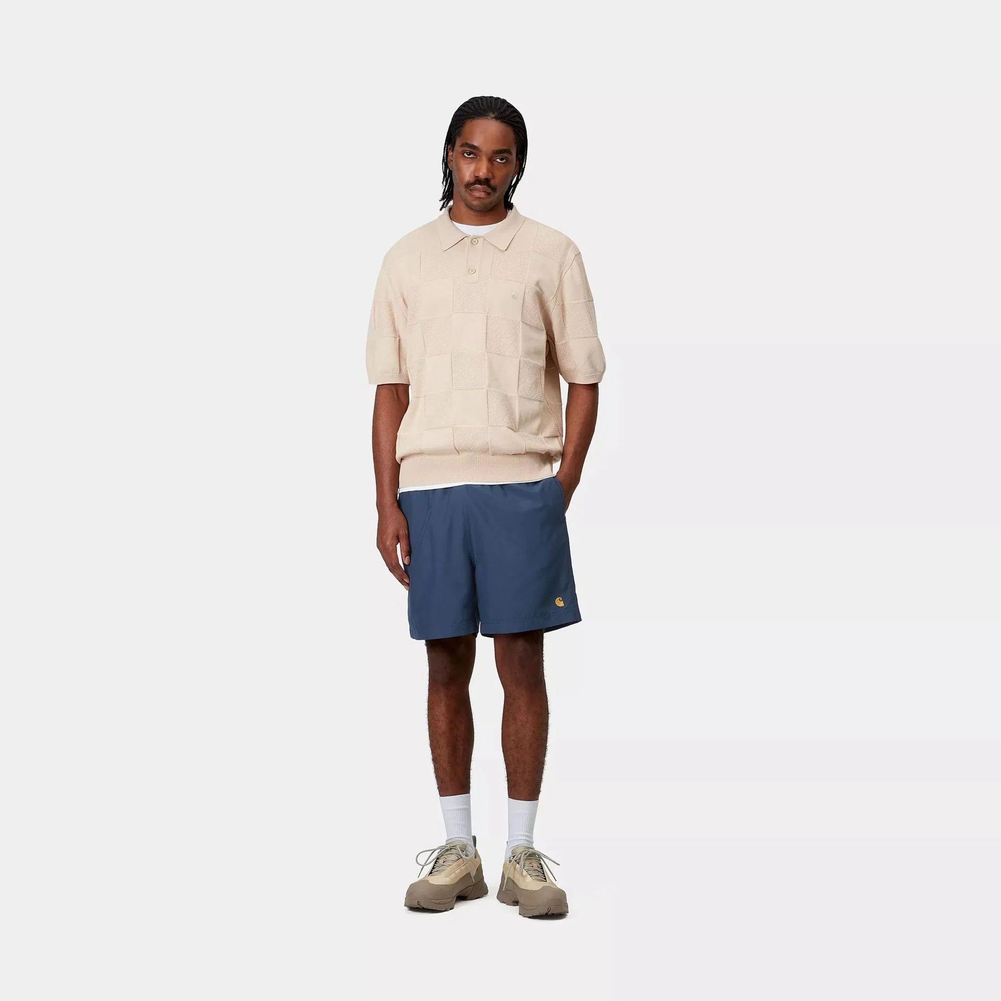 Carhartt WIP Chase Swim Trunks Dusky Blue / Gold - Image 5