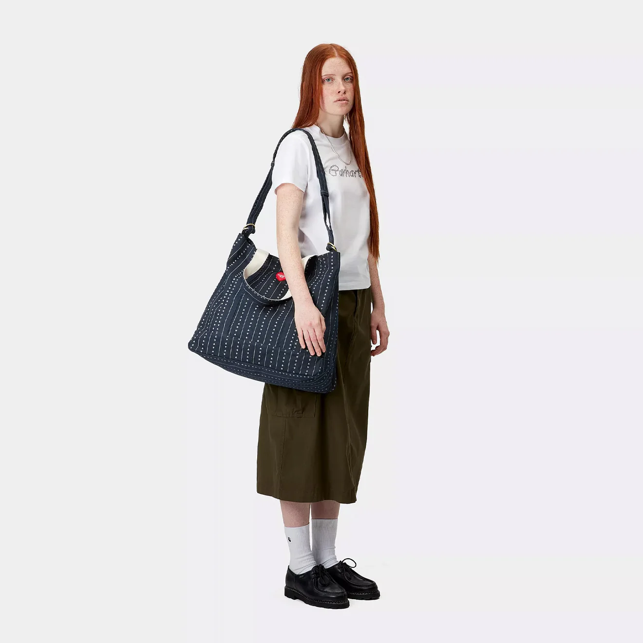 Carhartt WIP Drewe Tote Big Heart C Pinstripe / Ink / Natural - Image 4