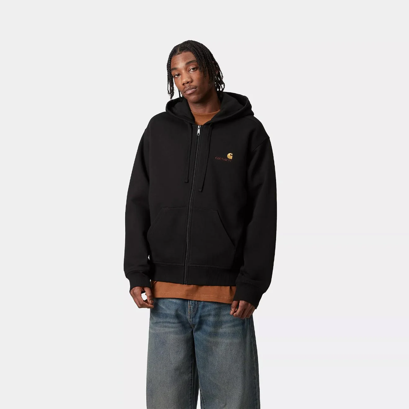 Carhartt WIP Hooded American Script Jacket Black - Image 3