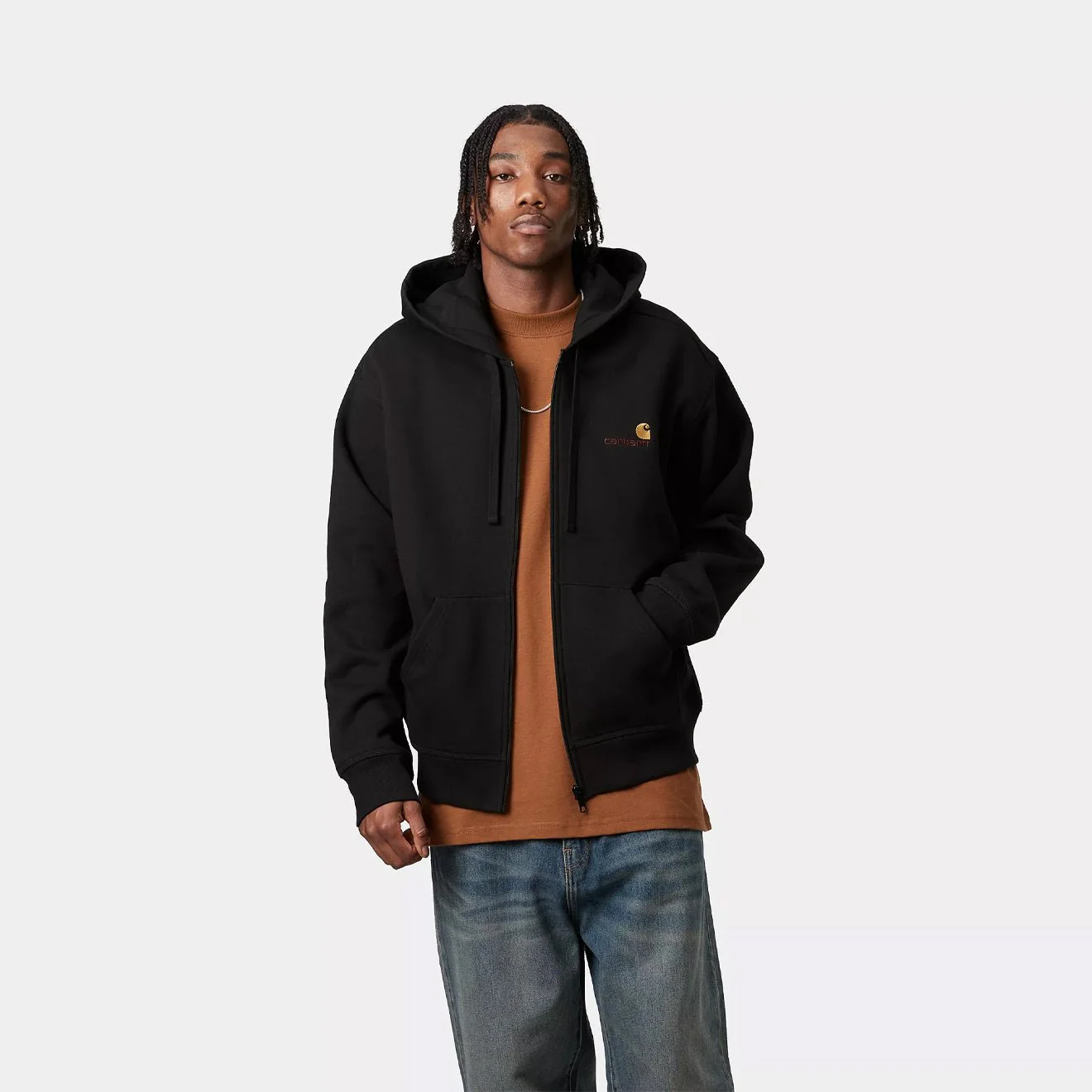 Carhartt WIP Hooded American Script Jacket Black - Image 5