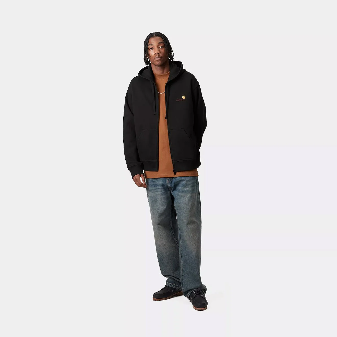 Carhartt WIP Hooded American Script Jacket Black - Image 6