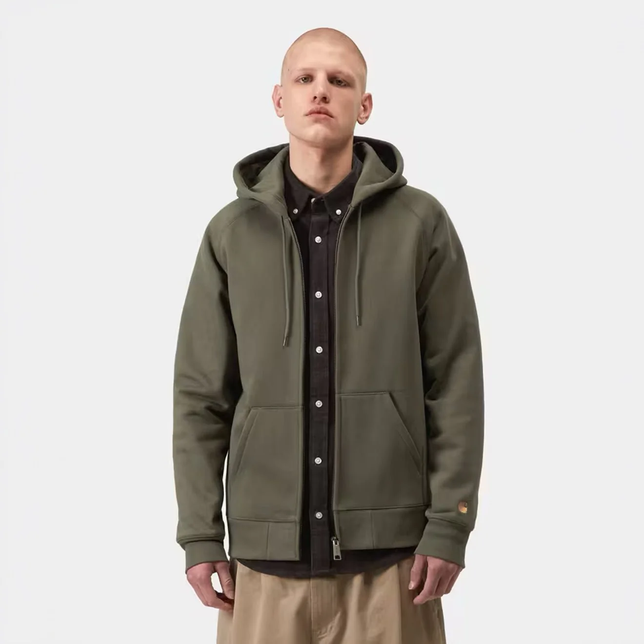 Carhartt WIP Hooded Chase Jacket Leaf / Gold - Image 3