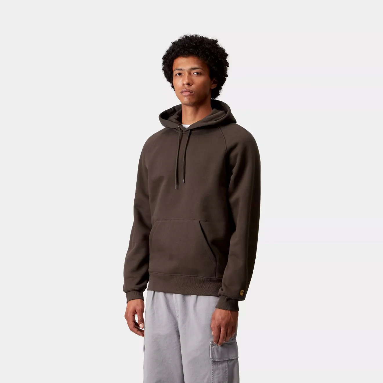 Carhartt WIP Hooded Chase Sweat Tobacco / Gold - Image 4